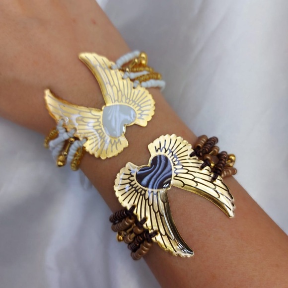 Statement handmade Angel wings bracelets in 24k gold filled - Picture 1 of 3